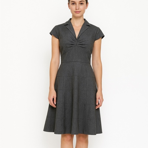Calvin Klein Dresses & Skirts - Calvin Klein Office Corpcore Gray V Neck Dress With Cap Sleeves